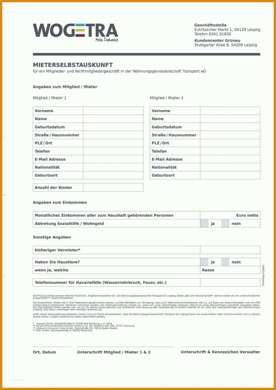 Schockierend Mieterauskunft Vorlage 1240x1753