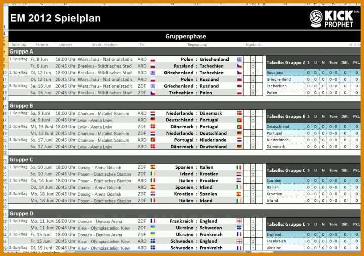 Faszinieren Spielplan Excel Vorlage 1132x797