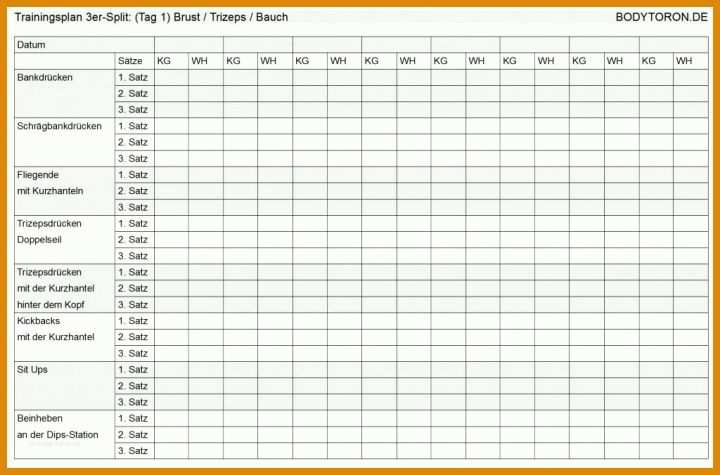 Hervorragen Trainingsplan Vorlage Excel 1024x676