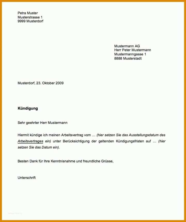 Größte Vorlage Kündigung Arbeitsvertrag 968x1154