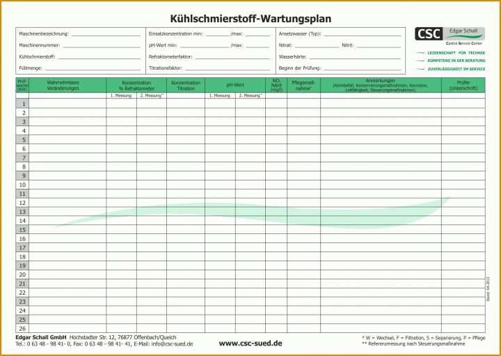 Wartungsplan Excel Vorlage Wartungsplan Vorlage Excel Kostenlos