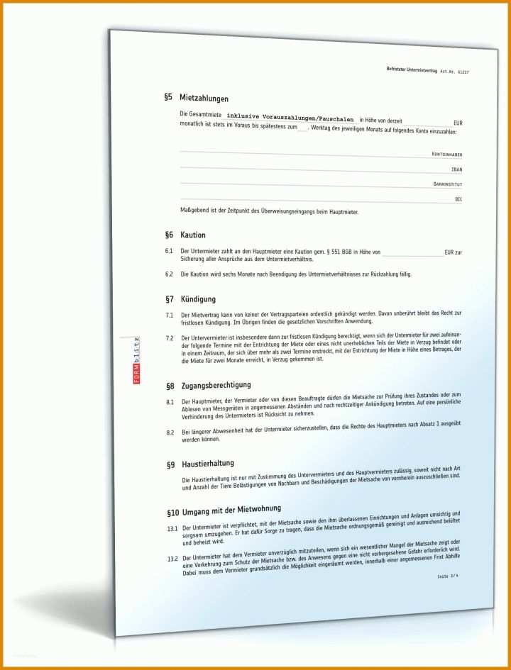 Überraschend Befristeter Untermietvertrag Vorlage 1600x2100
