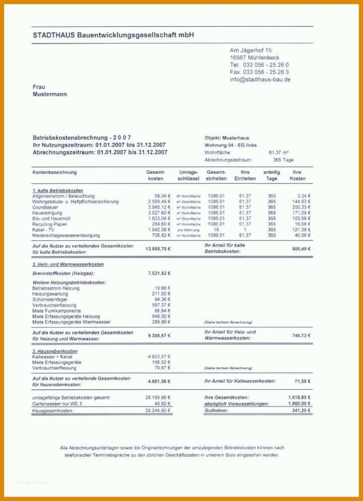 Angepasst Betriebskostenabrechnung Vorlage Gratis 872x1204