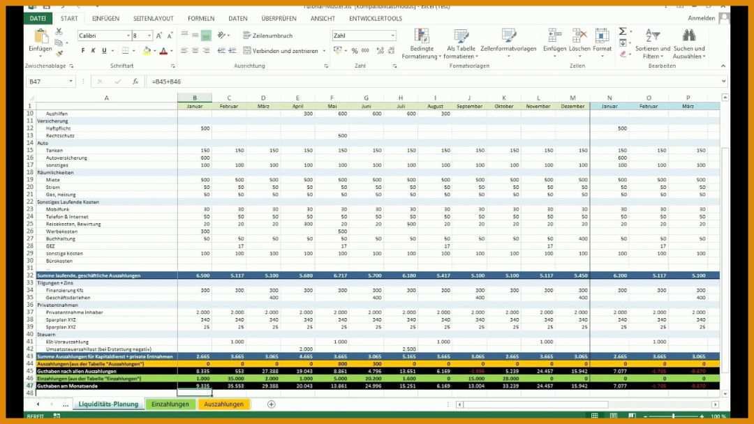Hervorragend Excel Finanzplan Vorlage 1280x720