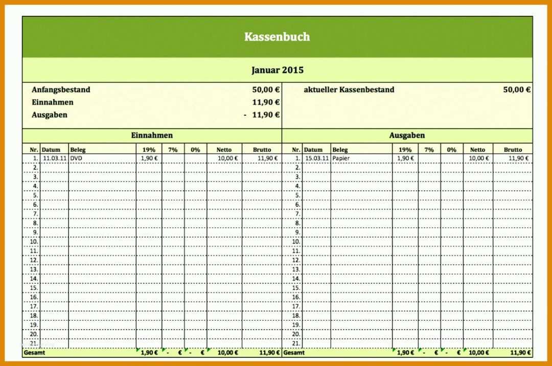 Wunderschönen Kassenbuch Vorlagen Zum Ausdrucken 1153x765