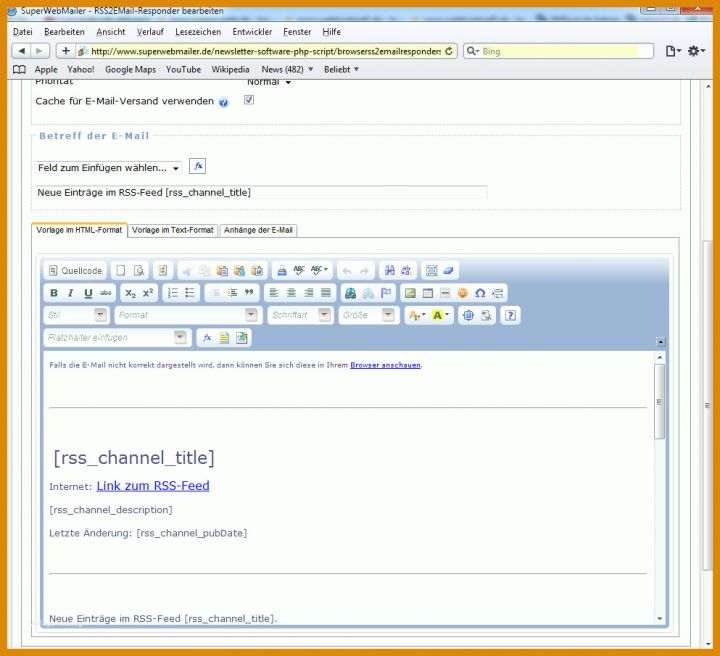 Newsletter E Mail Vorlage Rss Feed Als Email Versenden