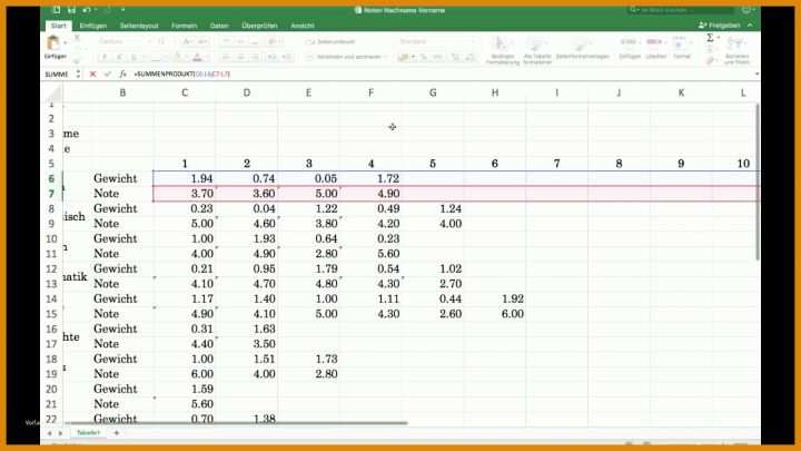 Ideal Notenliste Excel Vorlage 1280x720