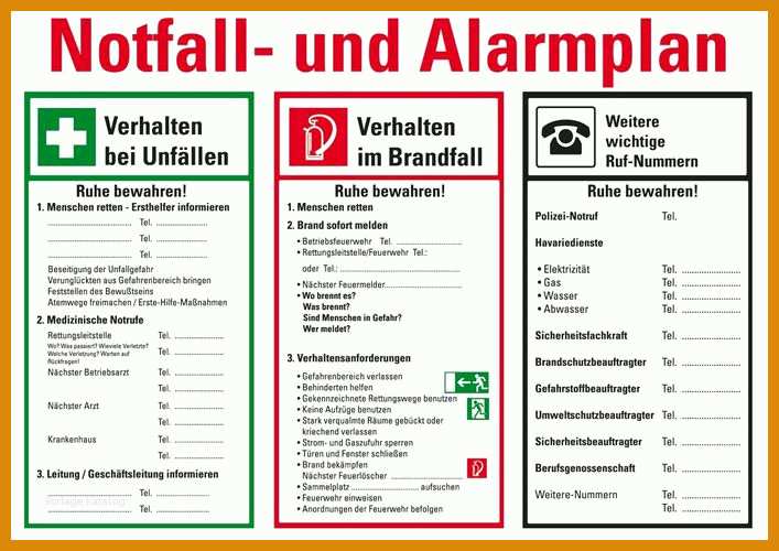 Hervorragend Notfall Und Alarmplan Vorlage Word 707x500