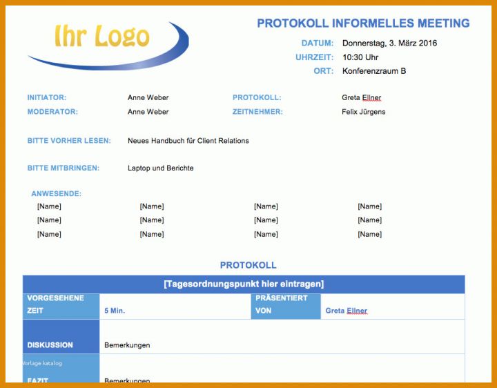 Faszinierend Protokoll Schreiben Vorlage Pdf 910x710