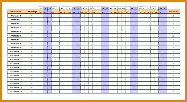 Erstaunlich Urlaubsplaner Excel Vorlage 1036x567