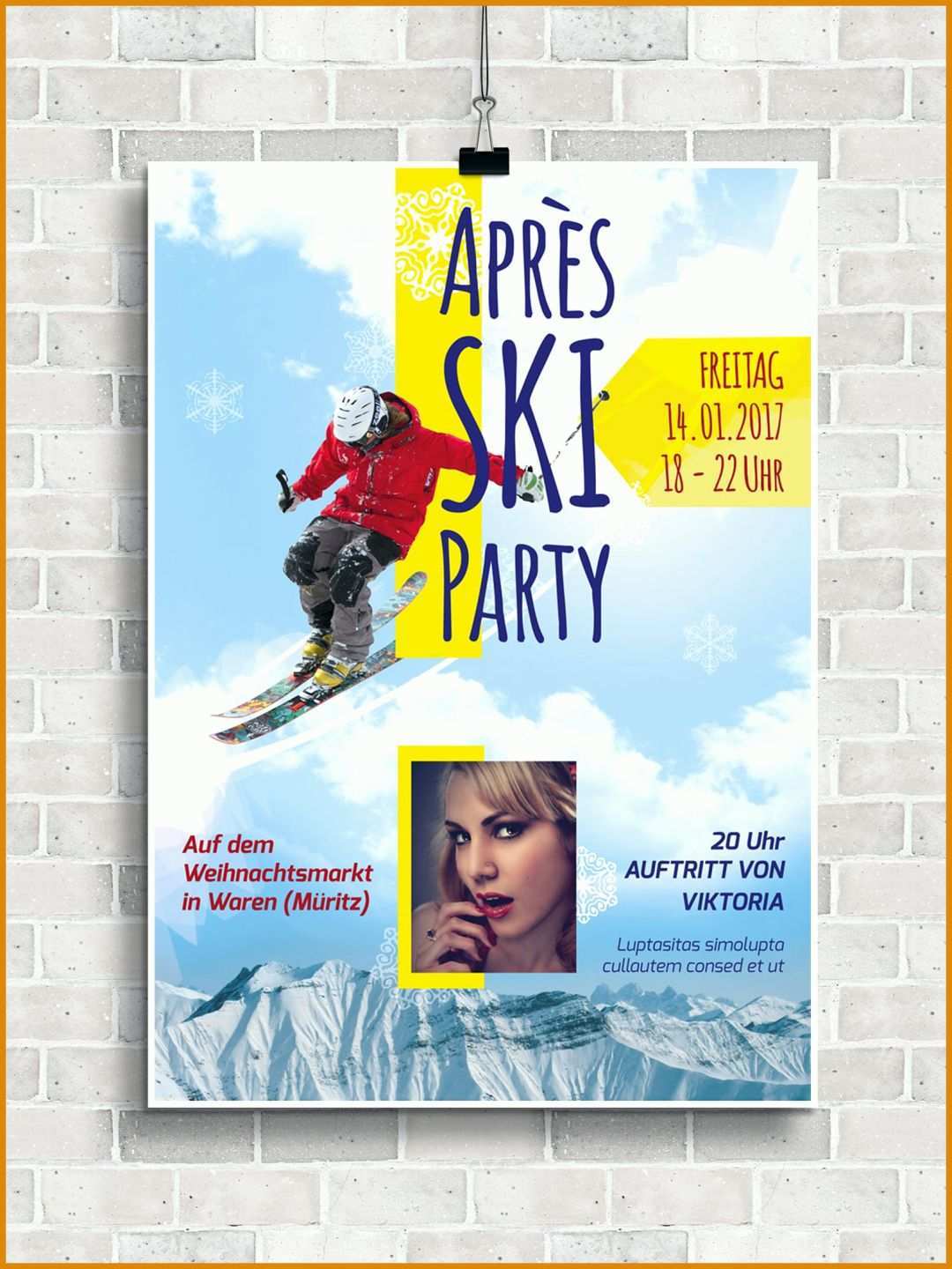 Ungewöhnlich Apres Ski Party Flyer Vorlage 1612x2149