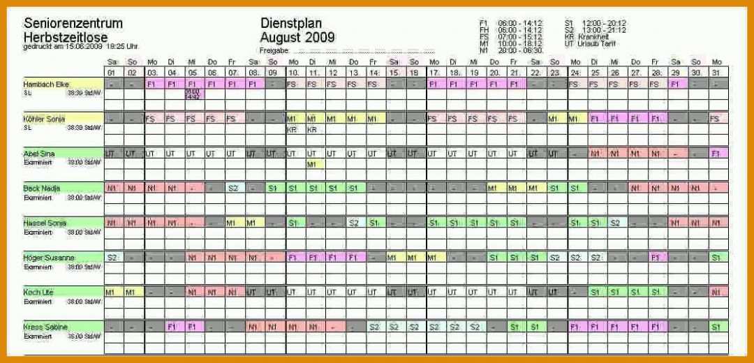 Allerbeste Dienstplan Vorlage Excel 1110x534