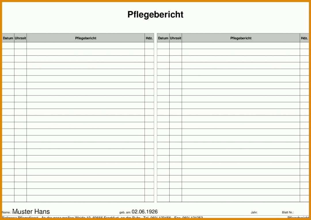 Toll Pflegebericht Vorlage 1497x1058