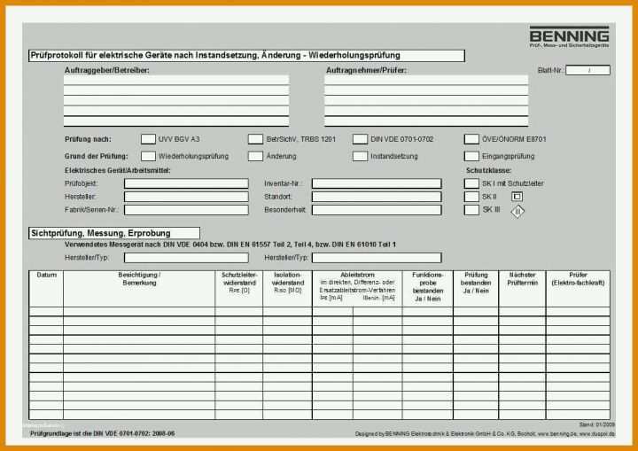 Überraschen Prüfprotokoll Vde 0701 Vorlage 1122x793