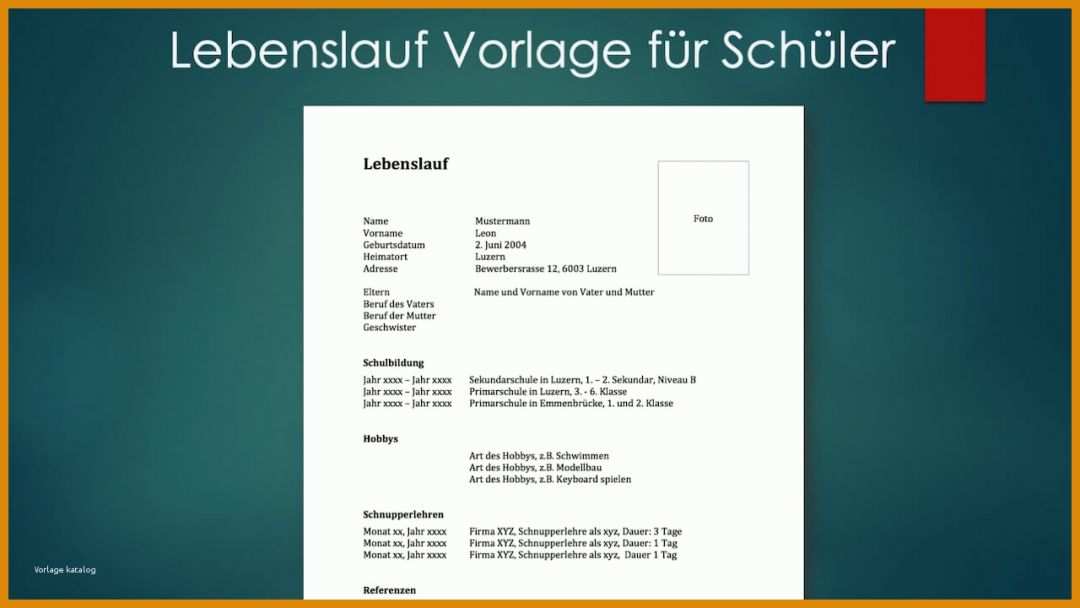 Erschwinglich Schüler Lebenslauf Word Vorlage 1280x720