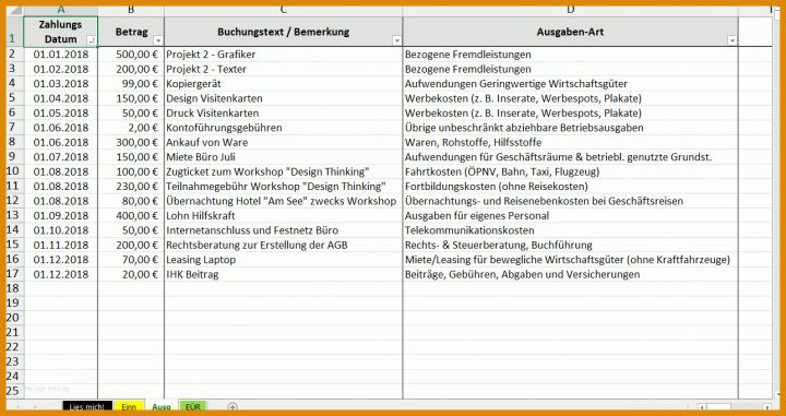 Unvergesslich Vorlage Einnahmenüberschussrechnung 1287x681