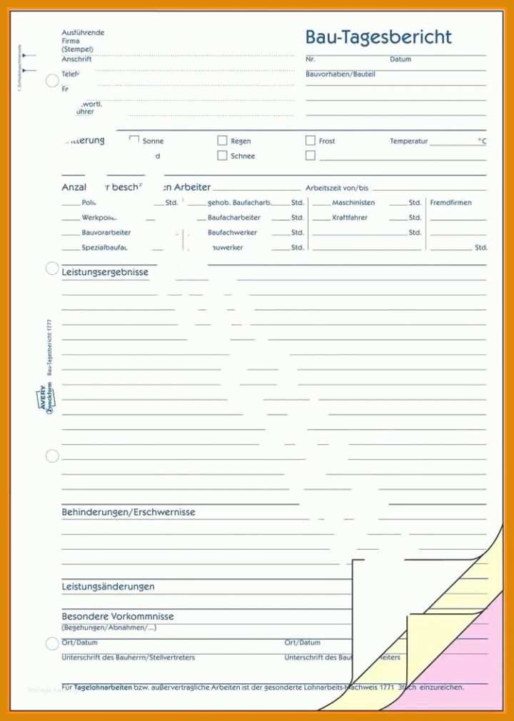 Limitierte Auflage Bau Tagesbericht Vorlage Excel 750x1052
