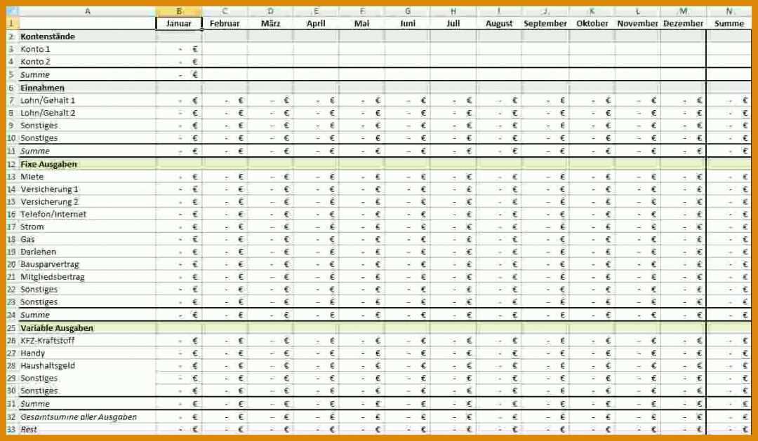 Sensationell Einnahmen Ausgaben Vorlage Zum Ausdrucken 1211x705