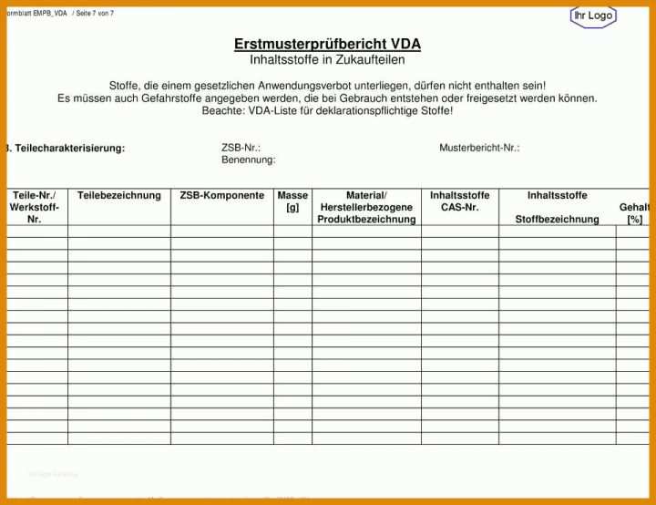 Auffällig Erstmusterprüfbericht Vda Vorlage Excel 960x739