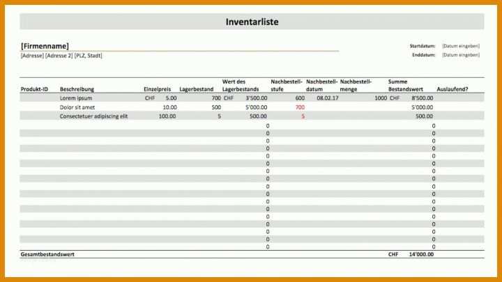 Einzigartig Inventur Vorlage Xls 1025x576