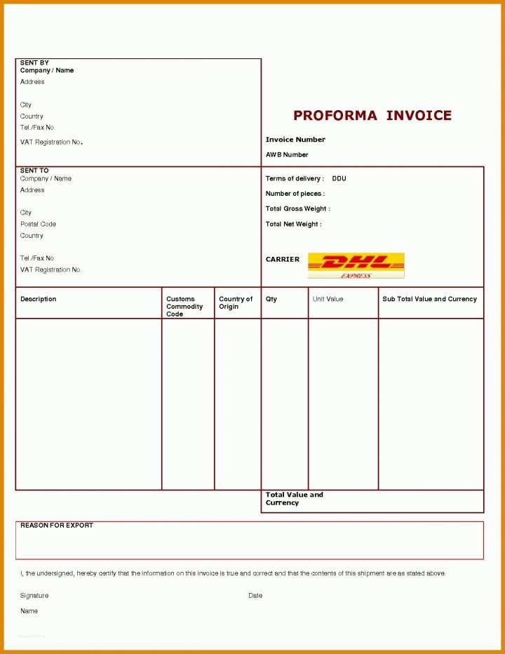 Bestbewertet Proforma Invoice Vorlage 1275x1650