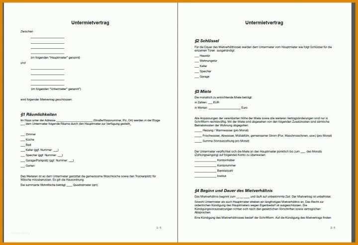 Einzahl Untermietvertrag Vorlage Openoffice 1358x929