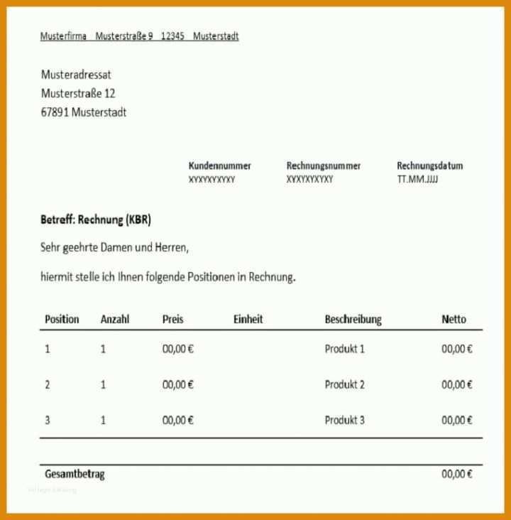 Auffällig Vorlage Rechnung Kleinunternehmer 761x774