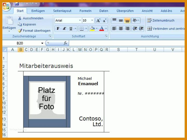 Beeindruckend Dienstausweis Vorlage Excel 800x600