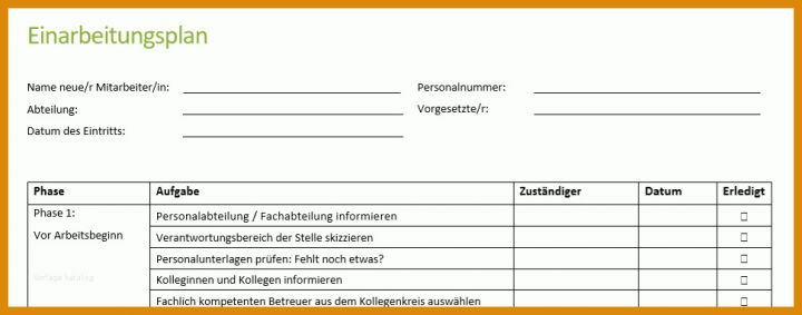 Neue Version Einarbeitungsplan Neuer Mitarbeiter Vorlage Excel 970x381