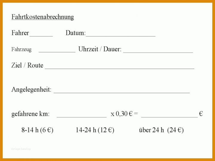 Ausnahmsweise Fahrtkostenabrechnung Vorlage 800x600