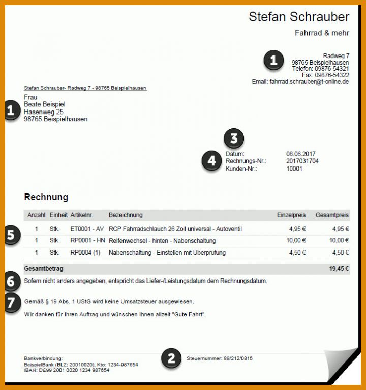 Exklusiv Kleingewerbe Rechnung Vorlage 726x772