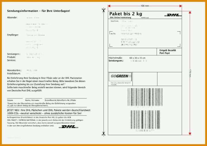 Erstaunlich Paketschein Vorlage 1122x793