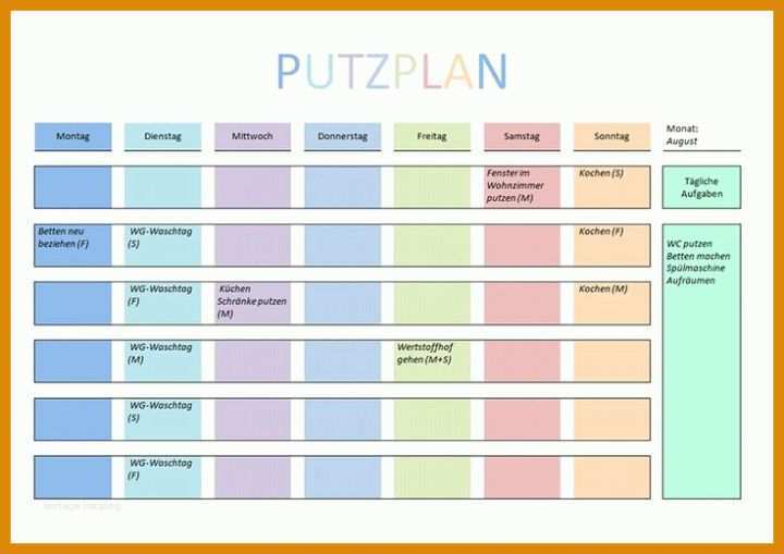 Ausnahmsweise Putzplan Vorlage 736x520