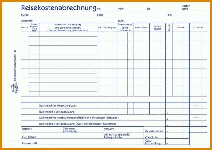 Größte Reisekostenabrechnung Monatlich Vorlage 1000x705