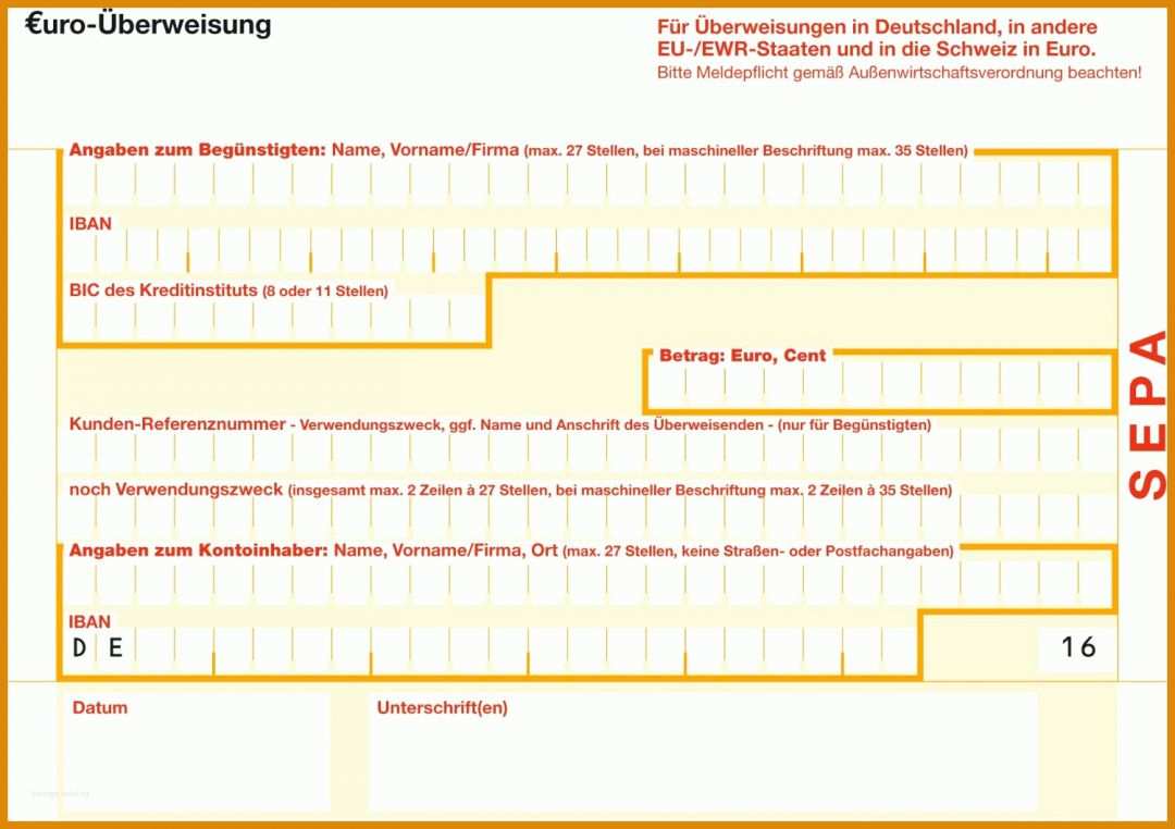 Auffällig Sepa überweisung Vorlage Word 1500x1059