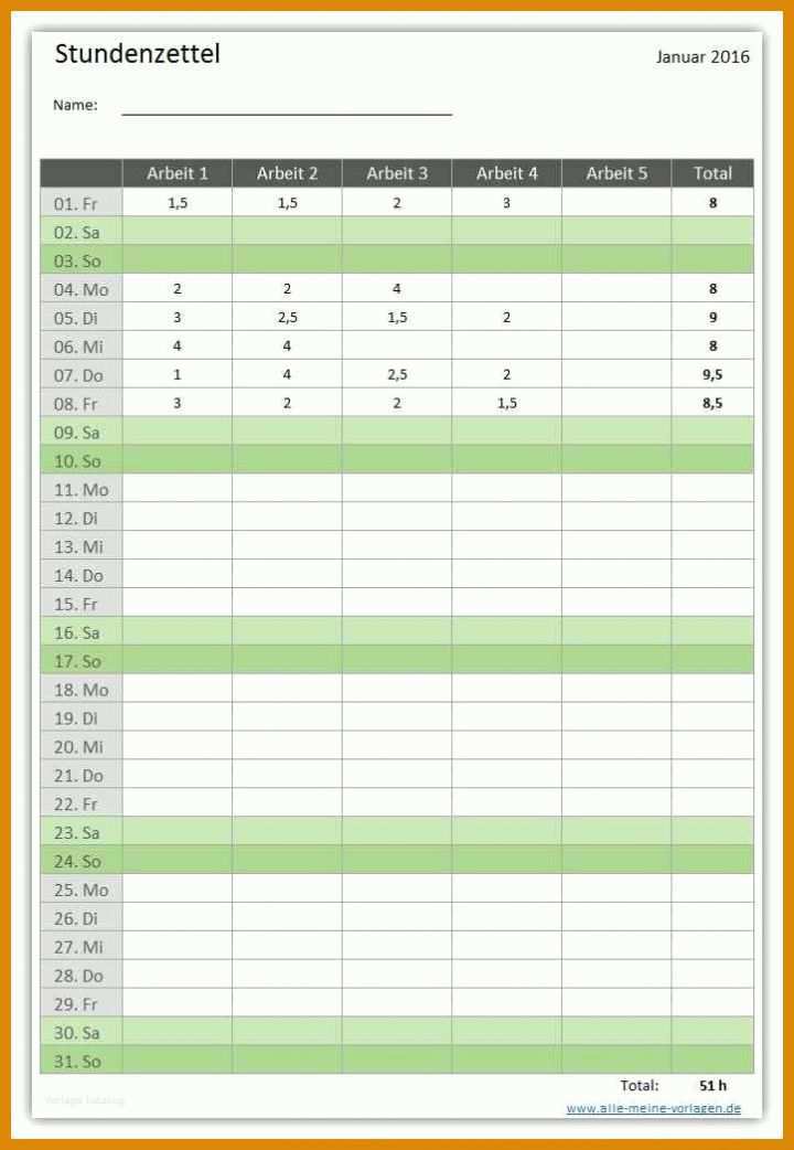 Staffelung Stundenzettel Vorlage Excel 723x1046