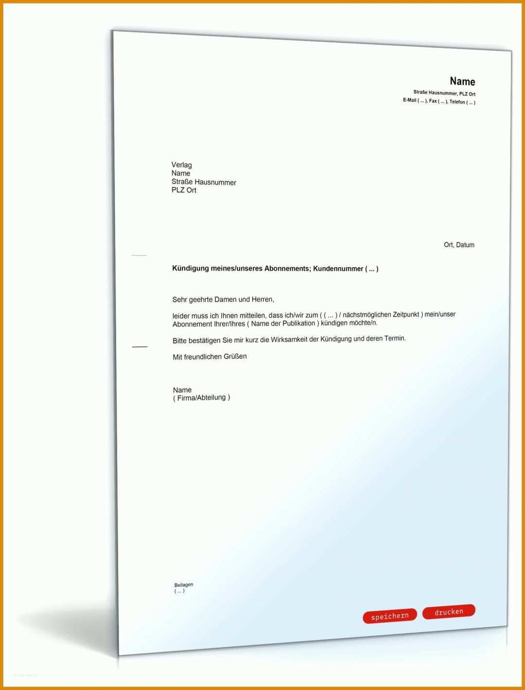 Faszinierend Abo Kündigung Vorlage Pdf 1600x2100