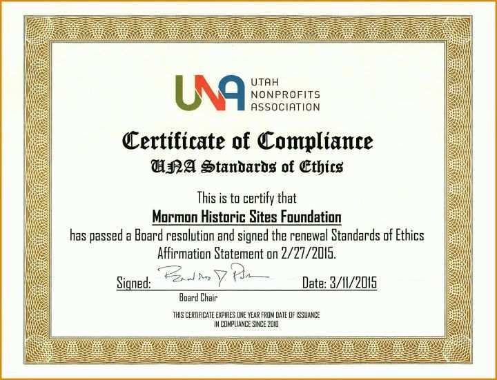 Original Certificate Of Compliance Vorlage 3000x2294