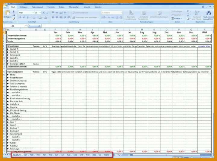 Perfekt Einnahmen Ausgaben Tabelle Vorlage 745x554