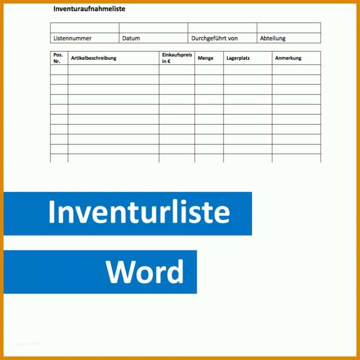 Kreativ Inventarliste Vorlage 1000x1000