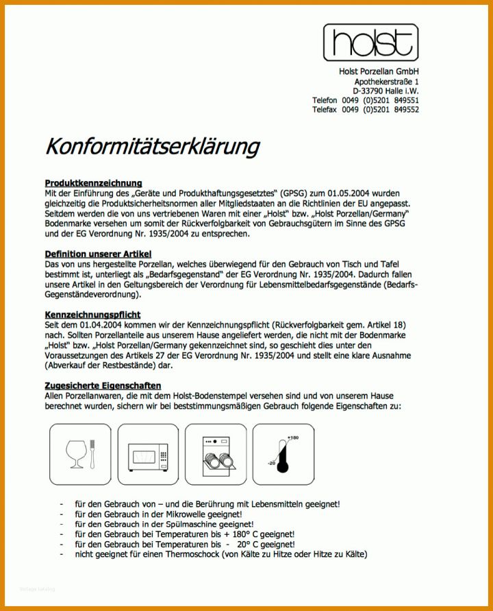 Fabelhaft Konformitätserklärung Vorlage Word 1017x1259