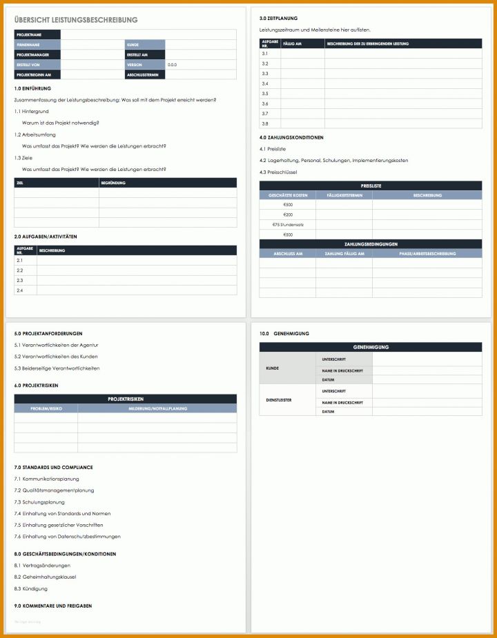 Leistungsbeschreibung Vorlage Kostenlose Vorlagen Leistungsbeschreibung