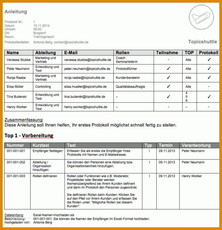 Fabelhaft Protokoll Schreiben Vorlage Pdf 822x849