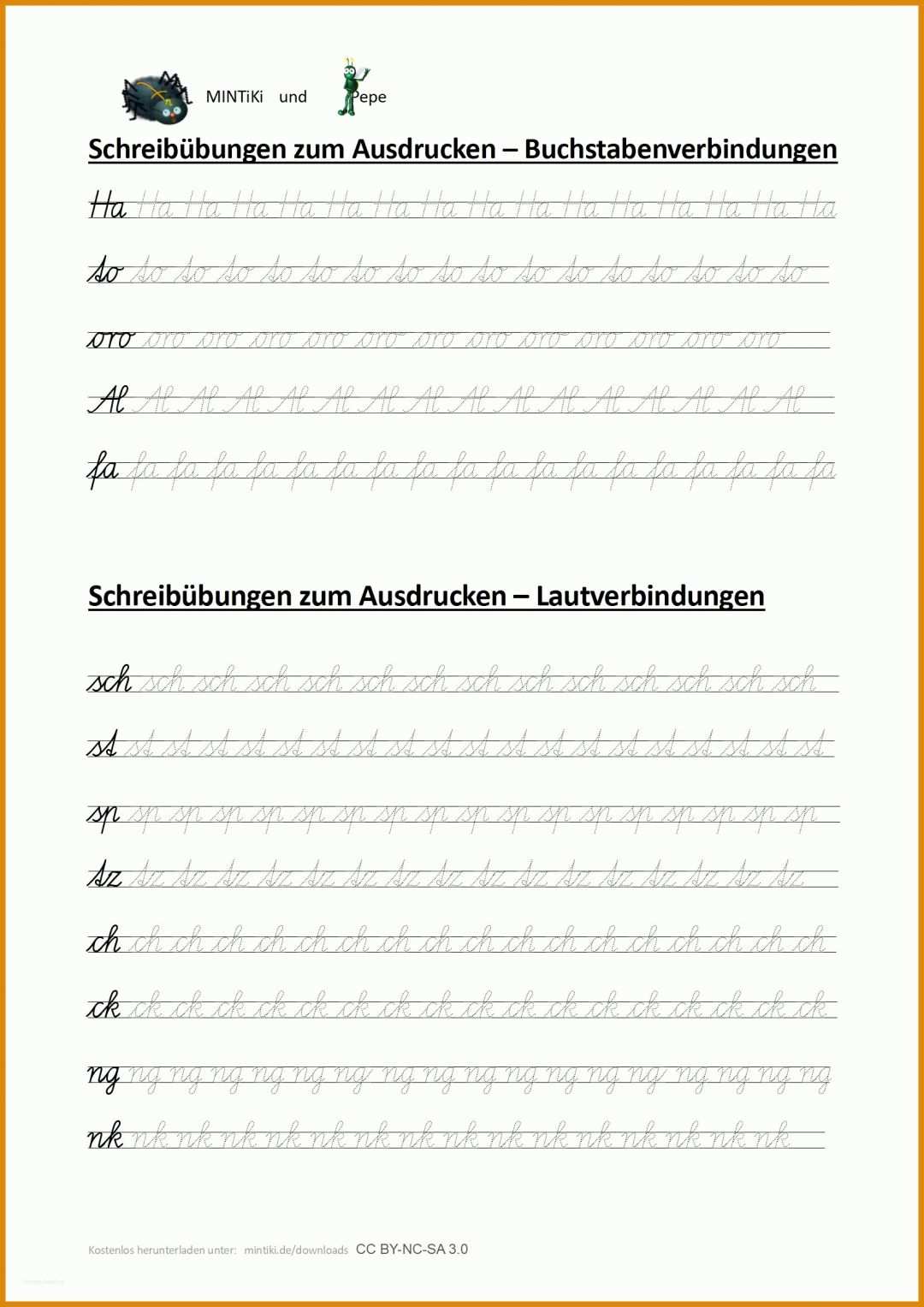 Überraschen Schreibschrift üben Vorlagen 1654x2338