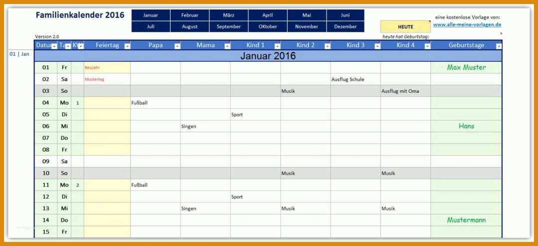 Original Terminplaner Excel Vorlage Kostenlos 1320x602