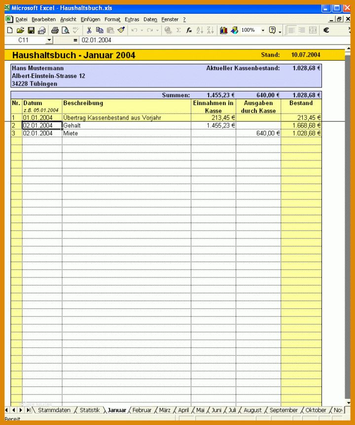 Singular Vorlage Haushaltsbuch Excel 774x926