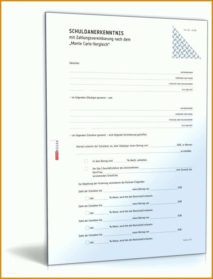 Vorlage Schuldanerkenntnis Schuldschein Monte Carlo Vergleich