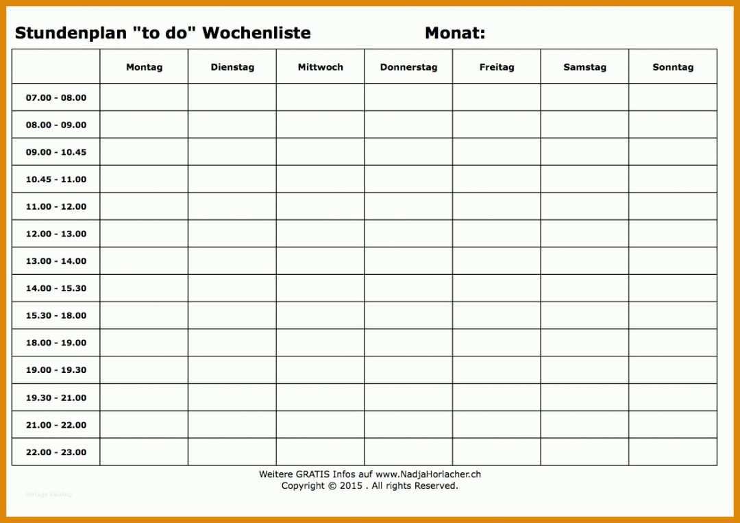 Fantastisch Wochenplan Vorlage 1169x826