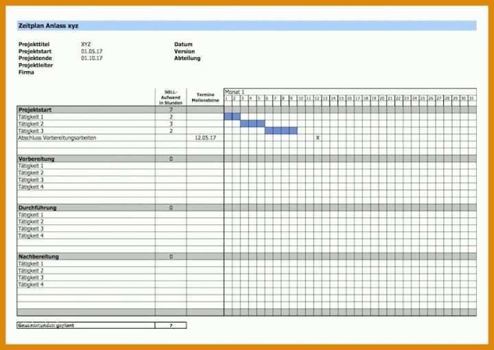 Rühren Projektplan Vorlage Word Kostenlos 859x608