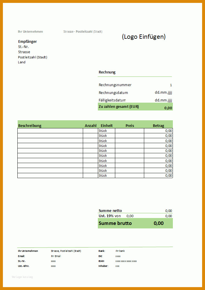 Außergewöhnlich Rechnung Excel Vorlage 708x1003